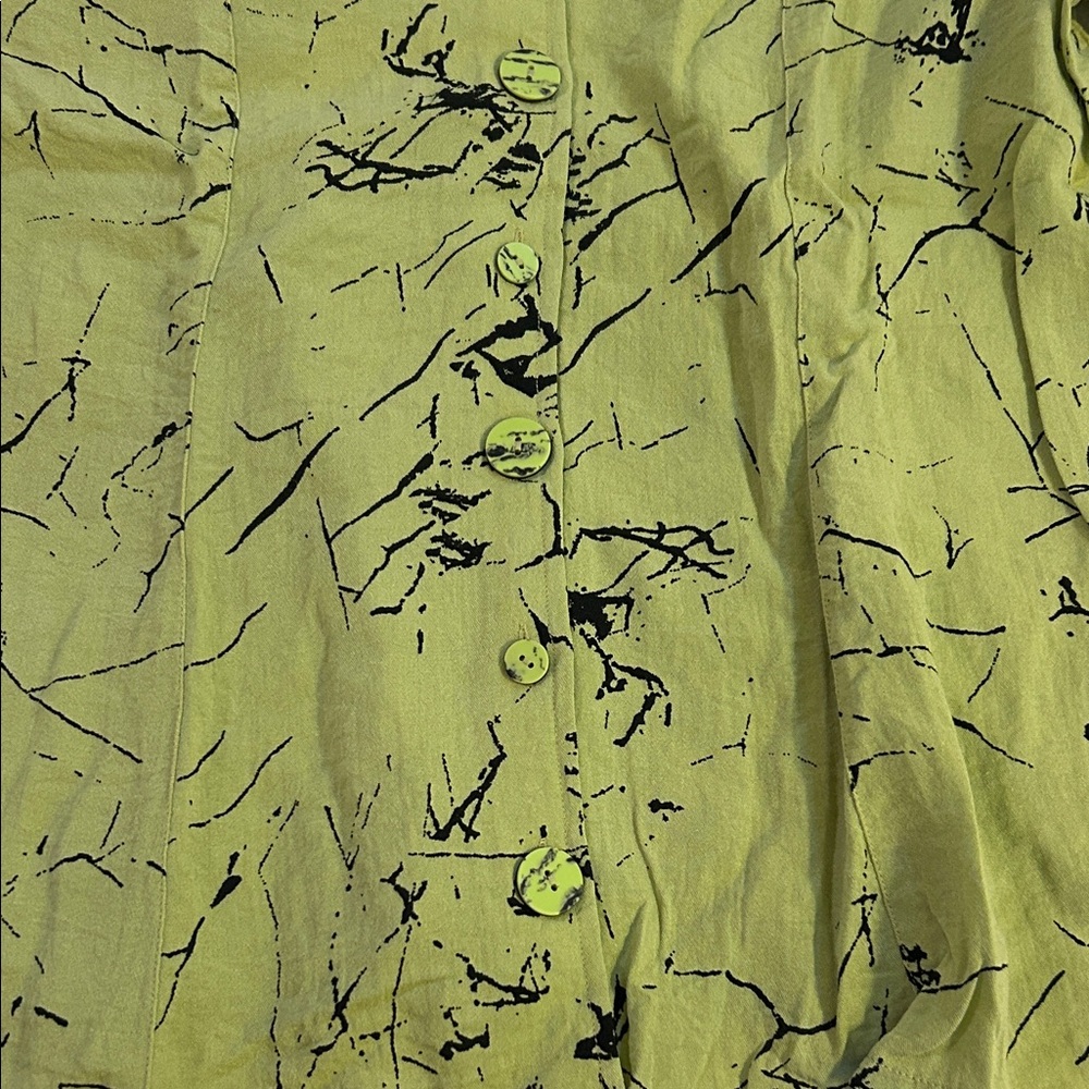 Habitat Olive Green Button-Front Printed Blouse - Picture 5 of 10